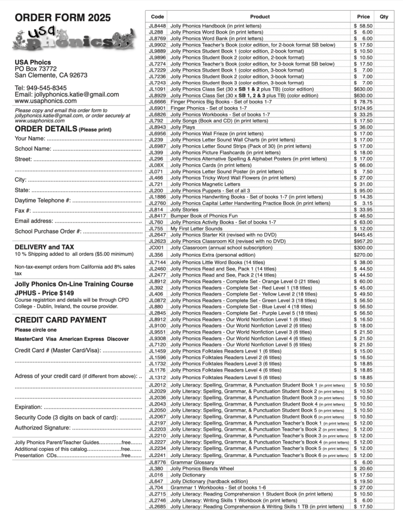 Order form 2025